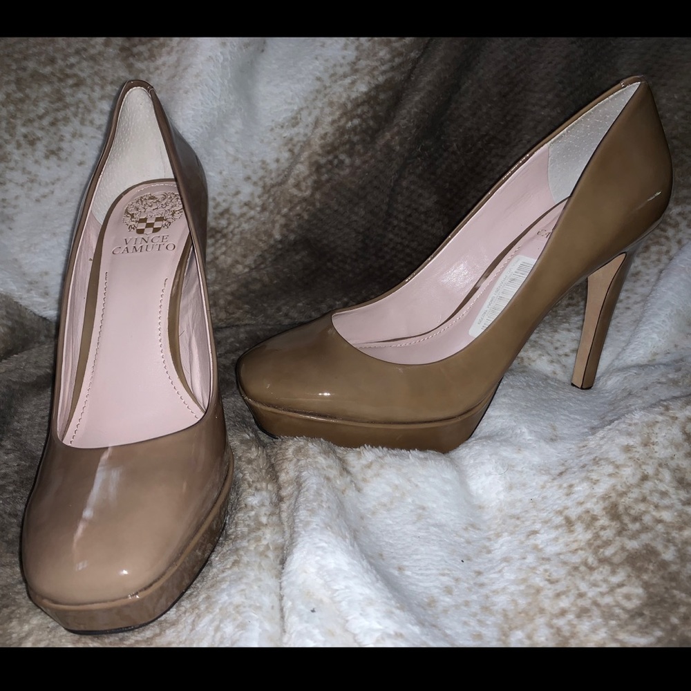 Vince Camuto shiny taupe stiletto